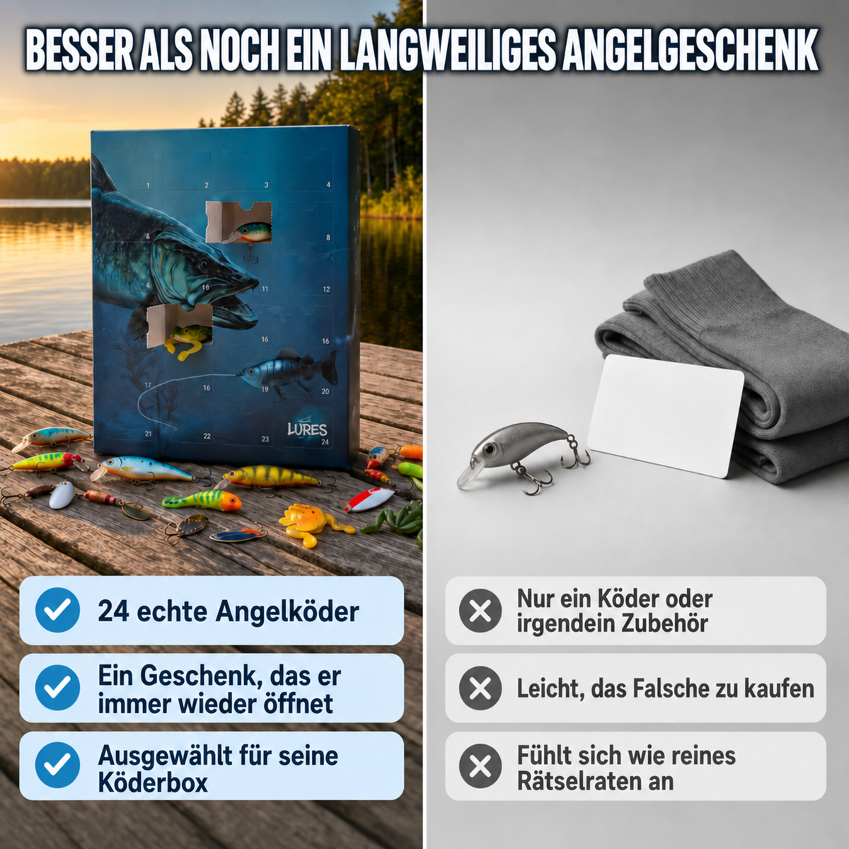 Angel-Adventskalender – 24 einzigartige Angelköder